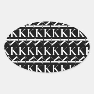 Adesivo Oval A letra inicial K do monograma, escolhe a cor do