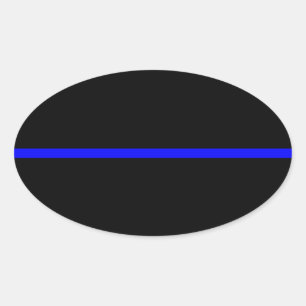 Adesivo Oval A linha azul fina simbólica de preto horizontal