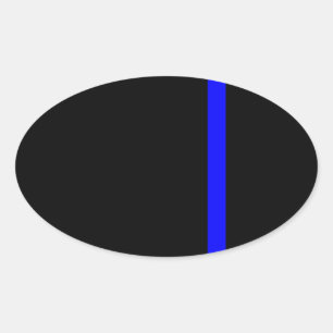 Adesivo Oval A linha azul-fina simbólica em preto