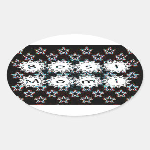 Adesivo Oval A Melhor Mãe Stars em Neon Sticker