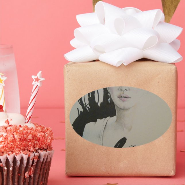 Adesivo Oval A mudança não é um espectador Impressão de arte de (Festa)