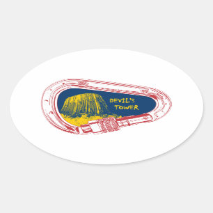 Adesivo Oval A torre do diabo que escala Carabiner