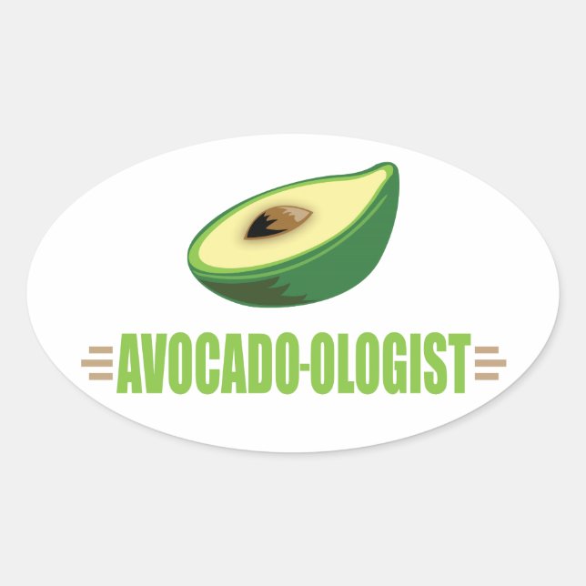 Adesivo Oval Abacate Engraçado (Frente)