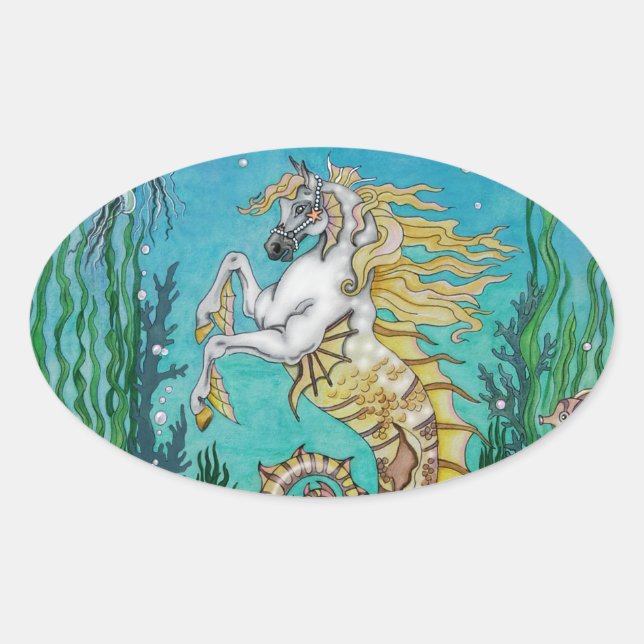 Adesivo Oval Abaixo de ÁguaCavalo (Frente)