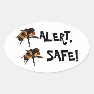 Adesivo Oval Abelhas Alertas, Bee Safe! Abelhas de mel