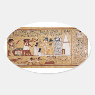 Adesivo Oval Abertura do livro da cerimónia da boca do morto