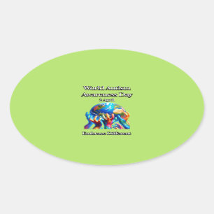 Adesivo Oval Abrace Diferente. Dia Mundial da Consciência do Au