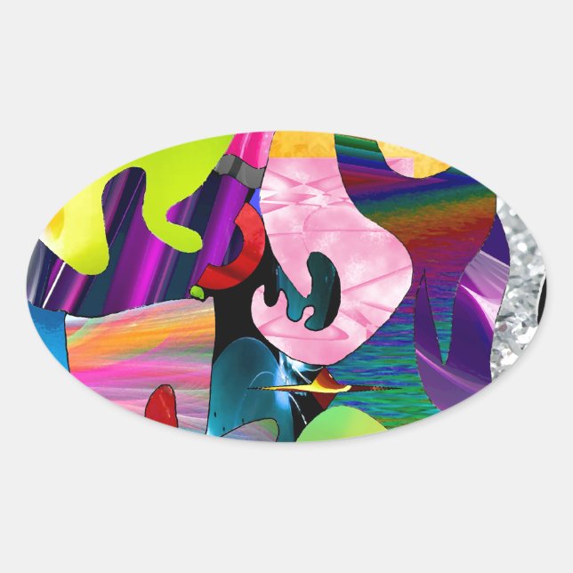 Adesivo Oval Abstrato Art (Frente)