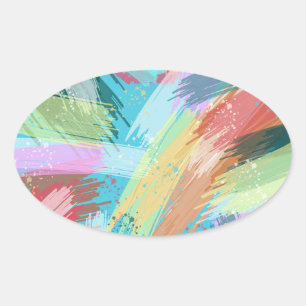 Adesivo Oval Abstrato Art Pastel