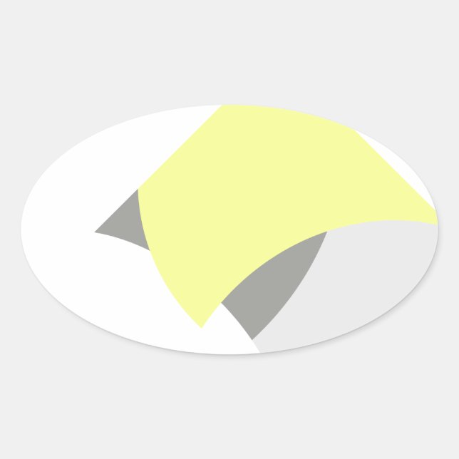Adesivo Oval Abstrato Art Yellow Cinza White (Frente)
