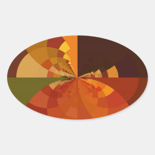 Adesivo Oval Abstrato de cor do tom da Terra Impressão de Desig