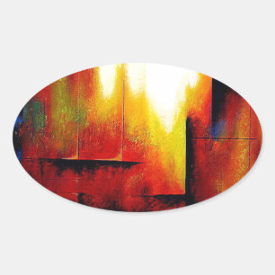 Adesivo Oval Abstrato Painting de Hizli