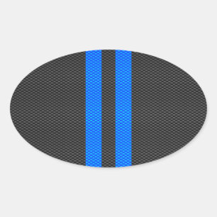 Adesivo Oval Accent Blue Carbon Fiber Style Racing Stripes