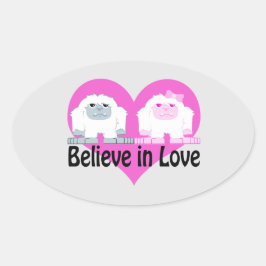 Adesivo Oval Acredite no amor! Yetis Cute