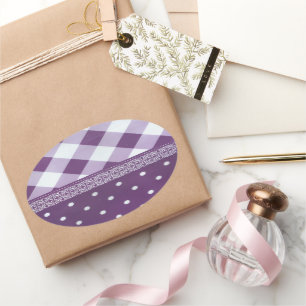 Adesivo Oval Adorável padrão sem costura do Damask Purple