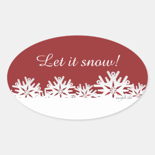 Adesivo Oval Adorável Snowflakes Sticker