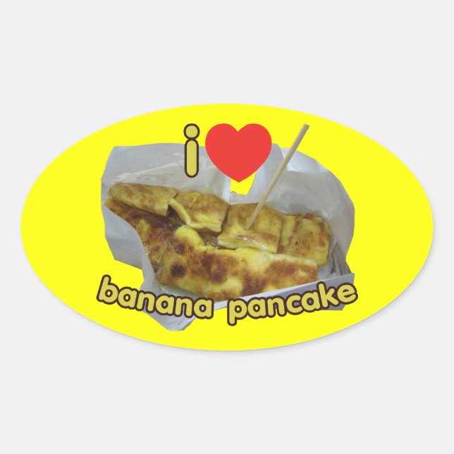 Adesivo Oval Adoro Banana Pancake... Comida da Rua Tailandesa (Frente)