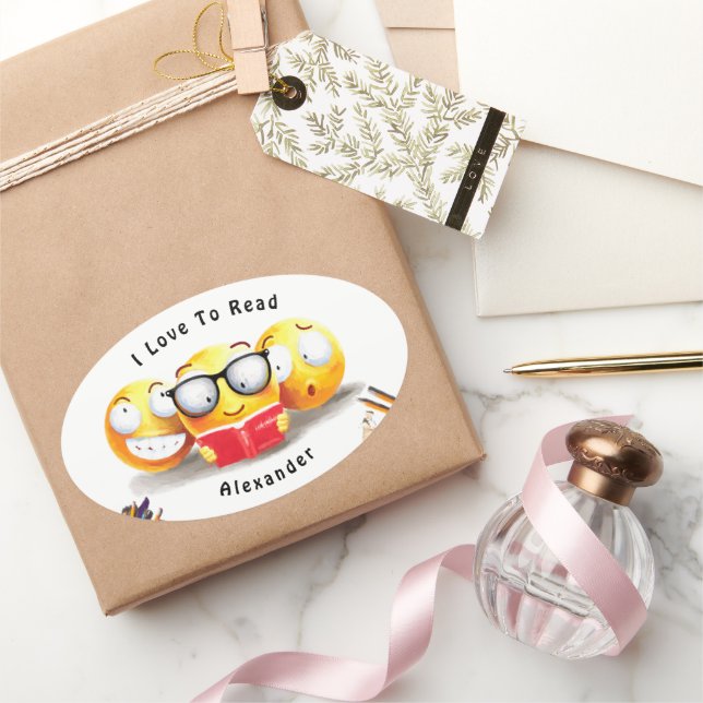 Adesivo Oval Adoro Ler Leitura De Livros (Presentear)