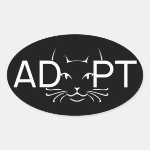 Adesivo Oval Adotar Gato Escuro