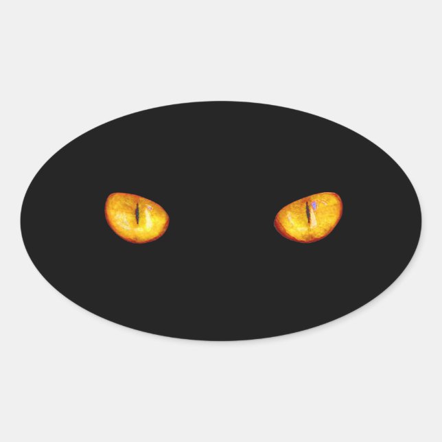 Adesivo Oval Agora Ele Vê-Te Gato Negro (Frente)