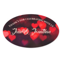 Agradecimentos do casal com corações vermelhos em 