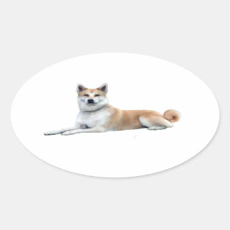 Adesivo Oval Akita (Akita Inu) - Deitado