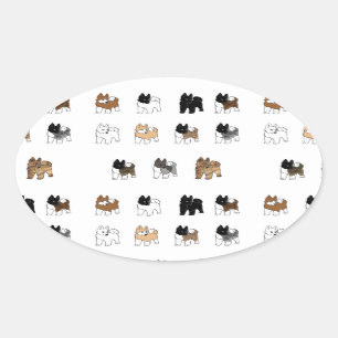 Adesivo Oval akita colore desenhos animados