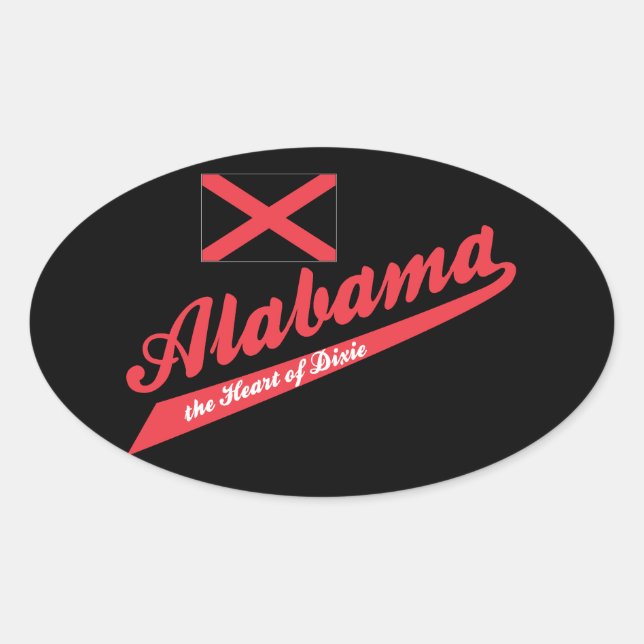 Adesivo Oval Alabama Coração de Dixie (Frente)