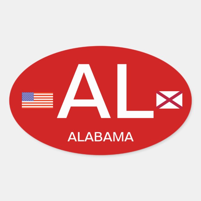 Adesivo Oval Alabama Flag, estilo europeu, Bumper Sticker* (Frente)