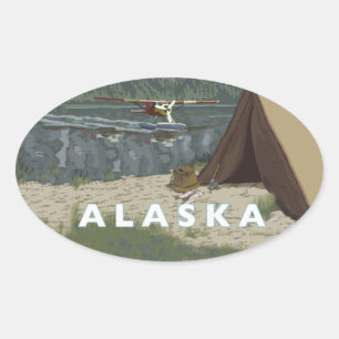 Adesivo Oval Alaska Bush Plane Souvenirs