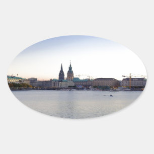 Adesivo Oval Alemanha de Hamburger Harbor Hafen