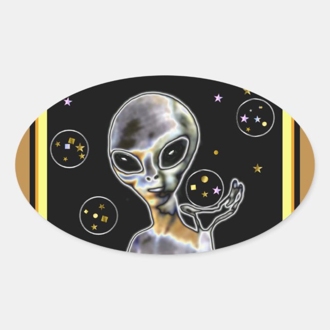 Adesivo Oval Alienígena brilhante - (Frente)