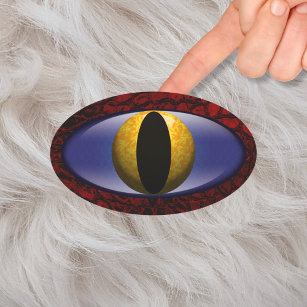 Adesivo Oval Alligator Red Yellow Faux Leather Eye