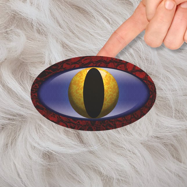 Adesivo Oval Alligator Red Yellow Faux Leather Eye (Criador carregado)