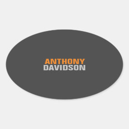 Adesivo Oval Alternativo Texto Cinza Laranja Negrito Perfeito e