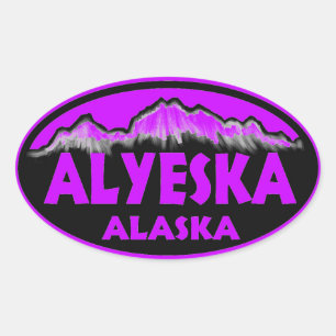 Adesivo Oval Alyeska Alaska - varas ovais roxas