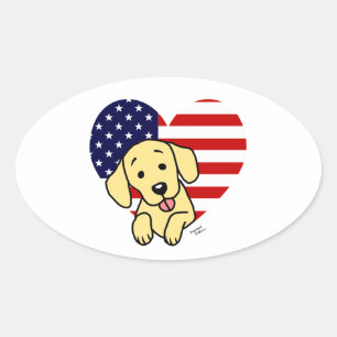 Adesivo Oval Amarelo Labrador American Heart
