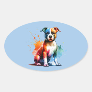 Adesivo Oval American Staffordshire Terrier Dog