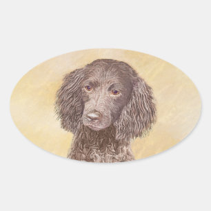Adesivo Oval American Water Spaniel Painting - Arte Original de