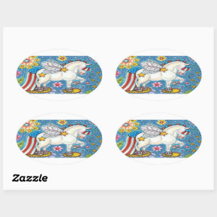 Adesivo Oval AMERICANA WHIMSYNICKER PATRIOTIC PONY Fantasy