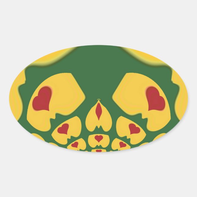 Adesivo Oval Amor em Cores Rasta: Reggae Hearts (Frente)