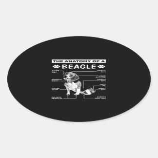 Adesivo Oval Anatomy Beagle Dog