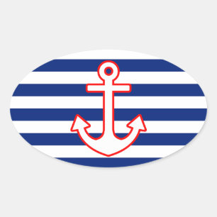 Adesivo Oval Âncora náutica do estilo na decoração das list