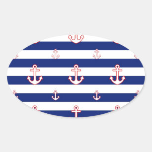 Adesivo Oval Âncoras em Decor Náutico de Stripes