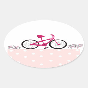 Adesivo Oval Andar de Bicicleta para uma Cura Bicicleta Rosa