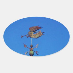 Adesivo Oval Angel Weather Vane Bright Blue Sky