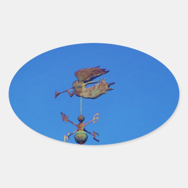 Adesivo Oval Angel Weather Vane Bright Blue Sky (Frente)