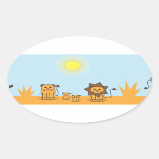 Adesivo Oval Animais da savana