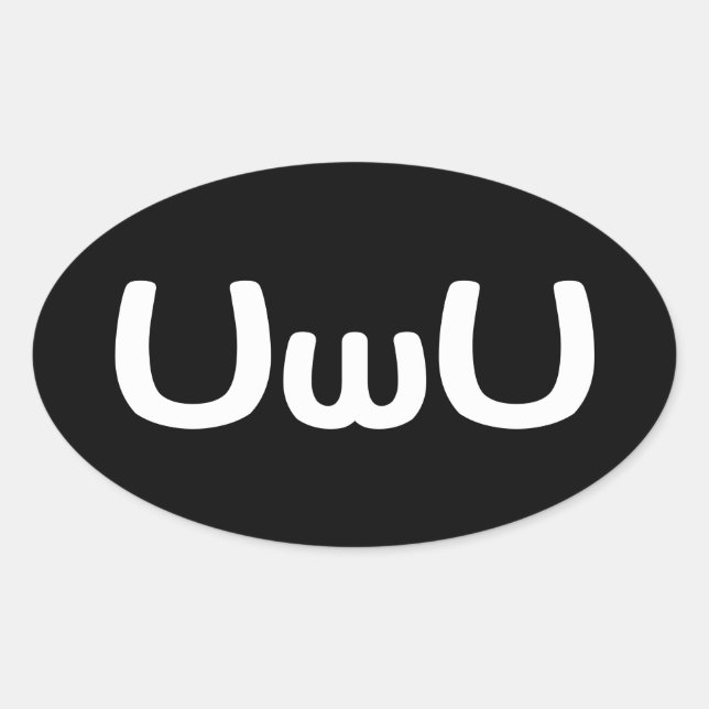 Adesivo Oval Anime Feliz Da UwU Face Emoticon (Frente)