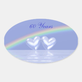 Adesivo Oval Aniversário de 60 Anos Diamond Hearts